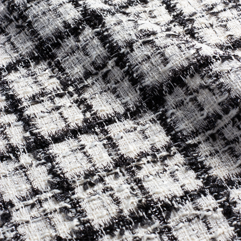 Home Textiles Importers In Usa - Classic Black and White Checkered Tweed