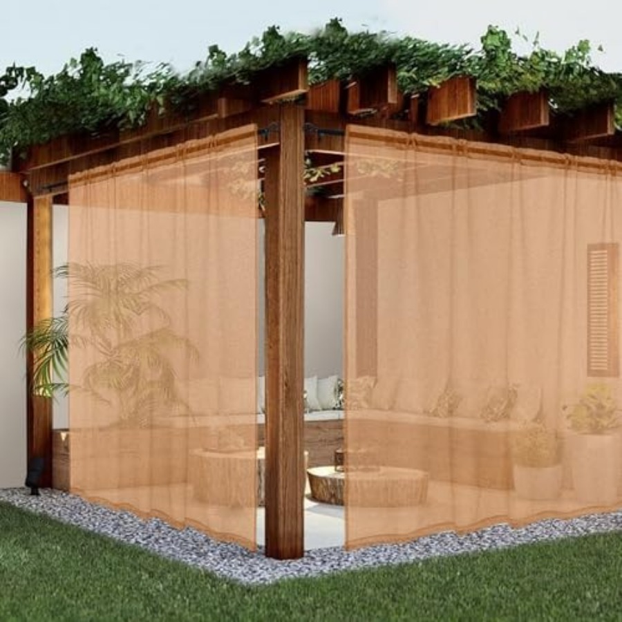 Curtain Sheer Voile - Sheer Outdoor Curtains for Patio Waterproof
