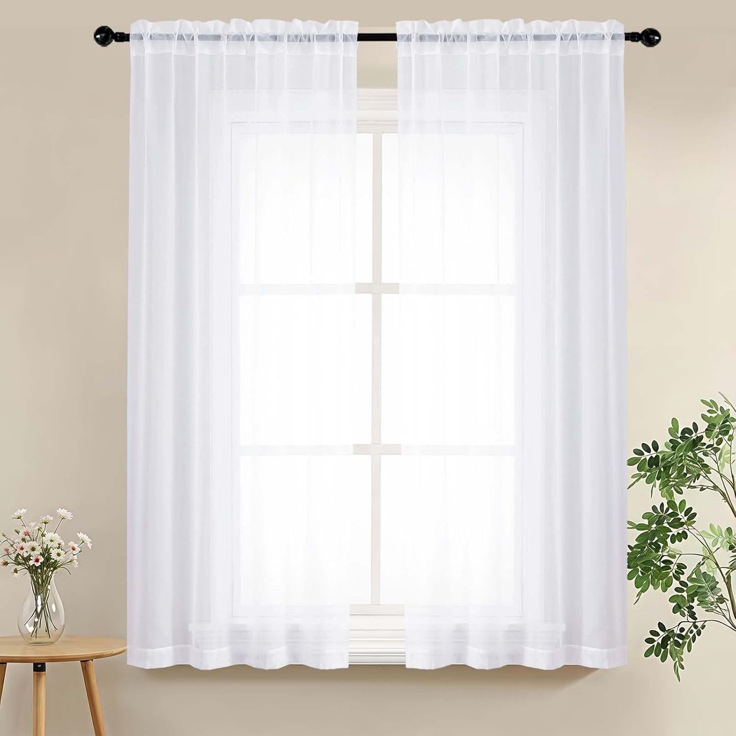 White Sheer Curtains 63 Inch L - Curtain Sheer Voile ulasan dan harga