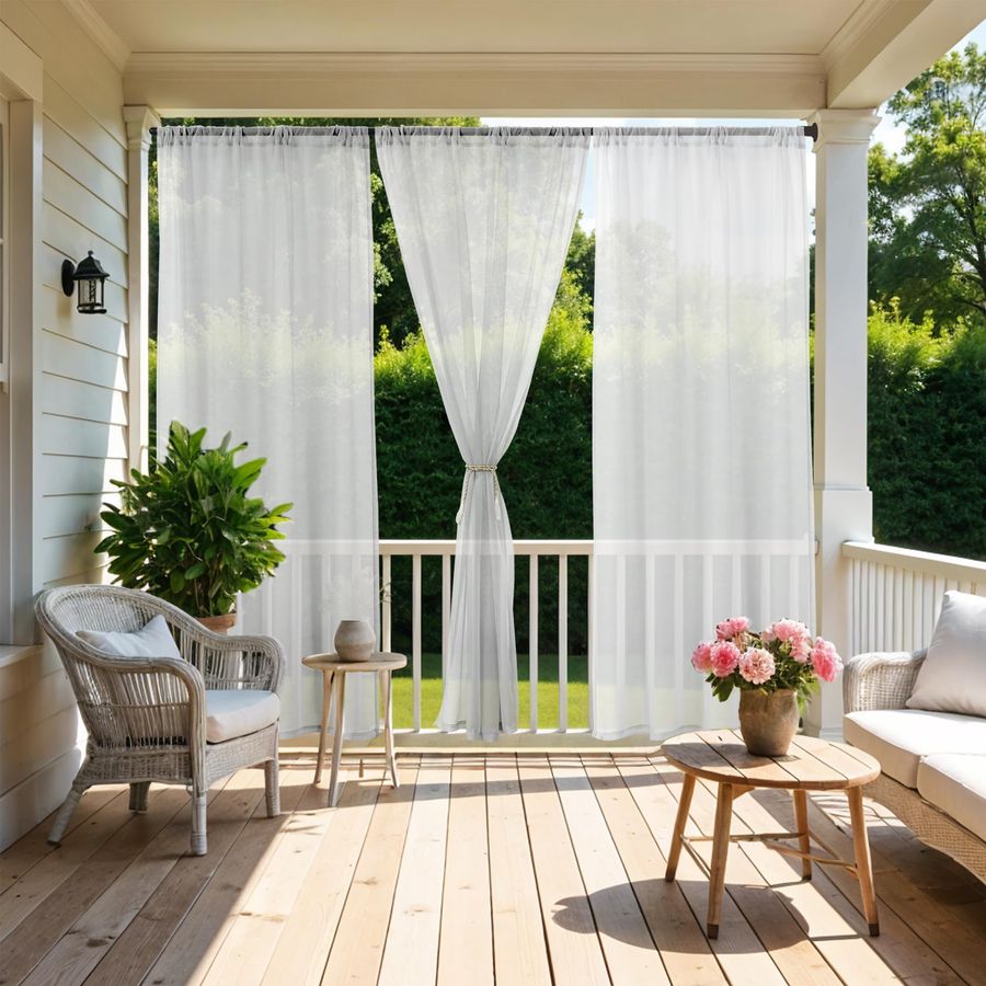 Weather White Outdoor Sheer Cu - Curtain Sheer Voile ulasan dan harga
