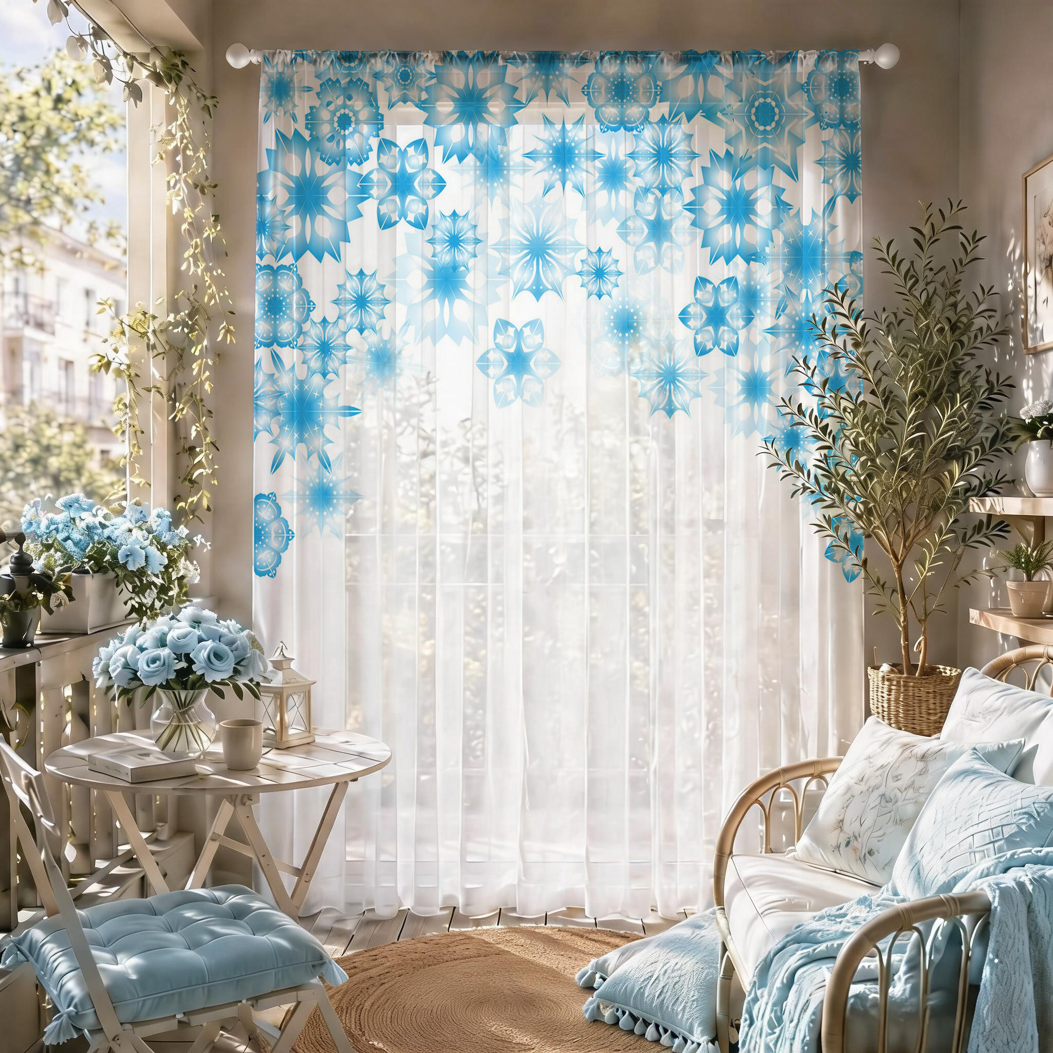 Blue Star Modern Gradient Shee - Curtain Sheer Voile ulasan dan harga