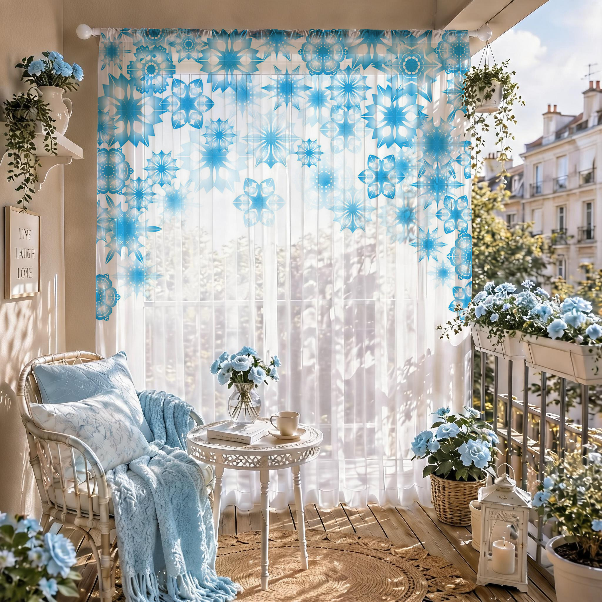 Blue Star Modern Gradient Shee - Curtain Sheer Voile ulasan dan harga