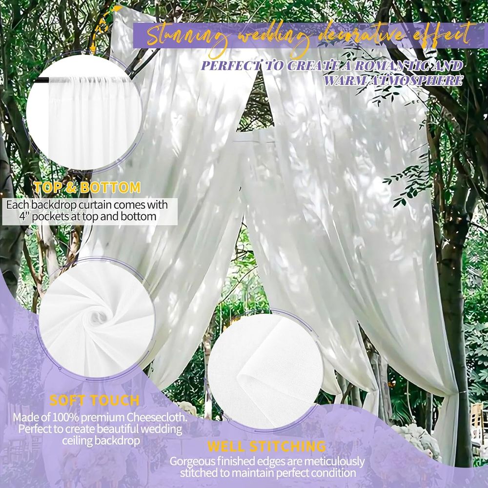 6 Panel White Ceiling Drapes o - Curtain Sheer Voile ulasan dan harga