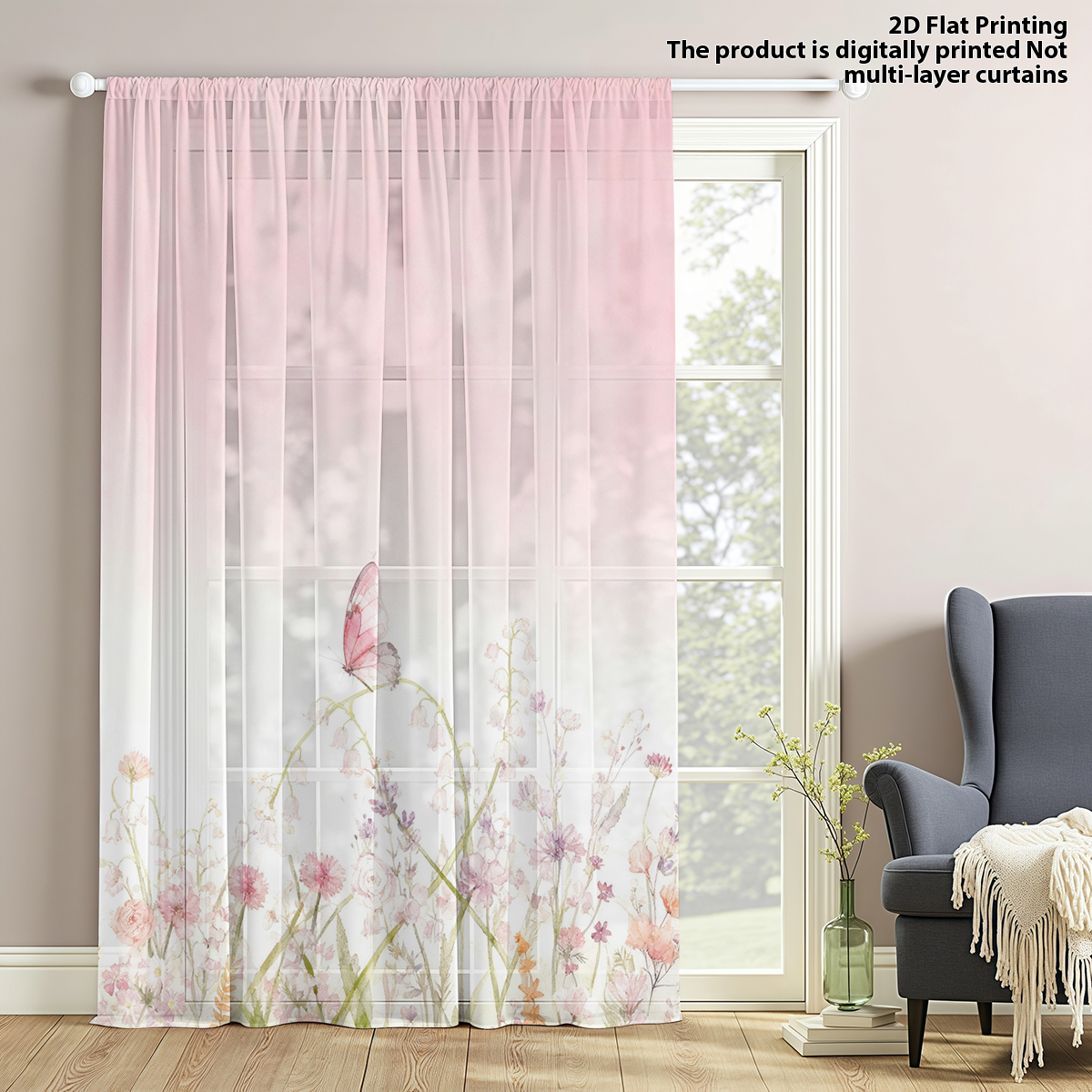 Flower Series Sheer Curtain, G - Curtain Sheer Voile ulasan dan harga