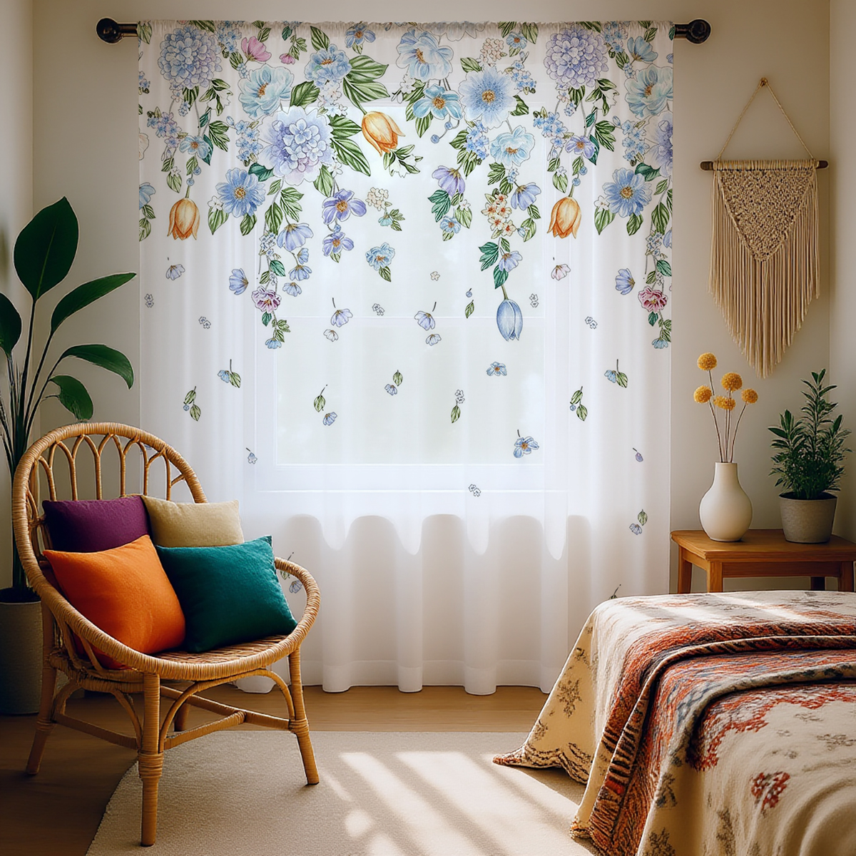 Floral Sheer Curtain, Good Qua - Curtain Sheer Voile ulasan dan harga