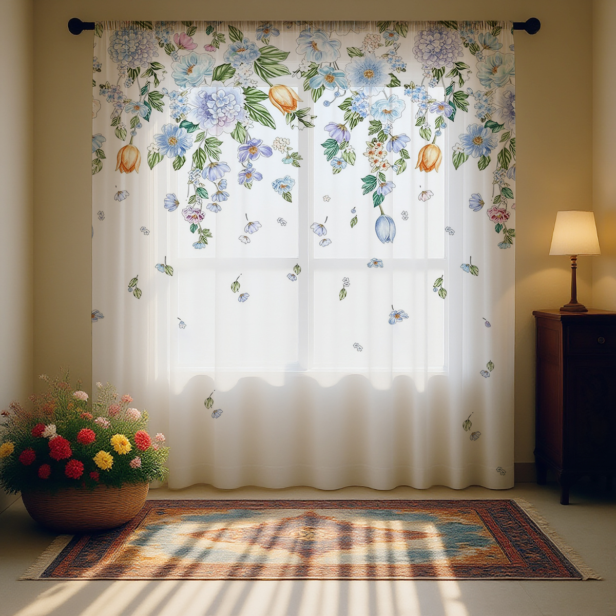 Floral Sheer Curtain, Good Qua - Curtain Sheer Voile ulasan dan harga