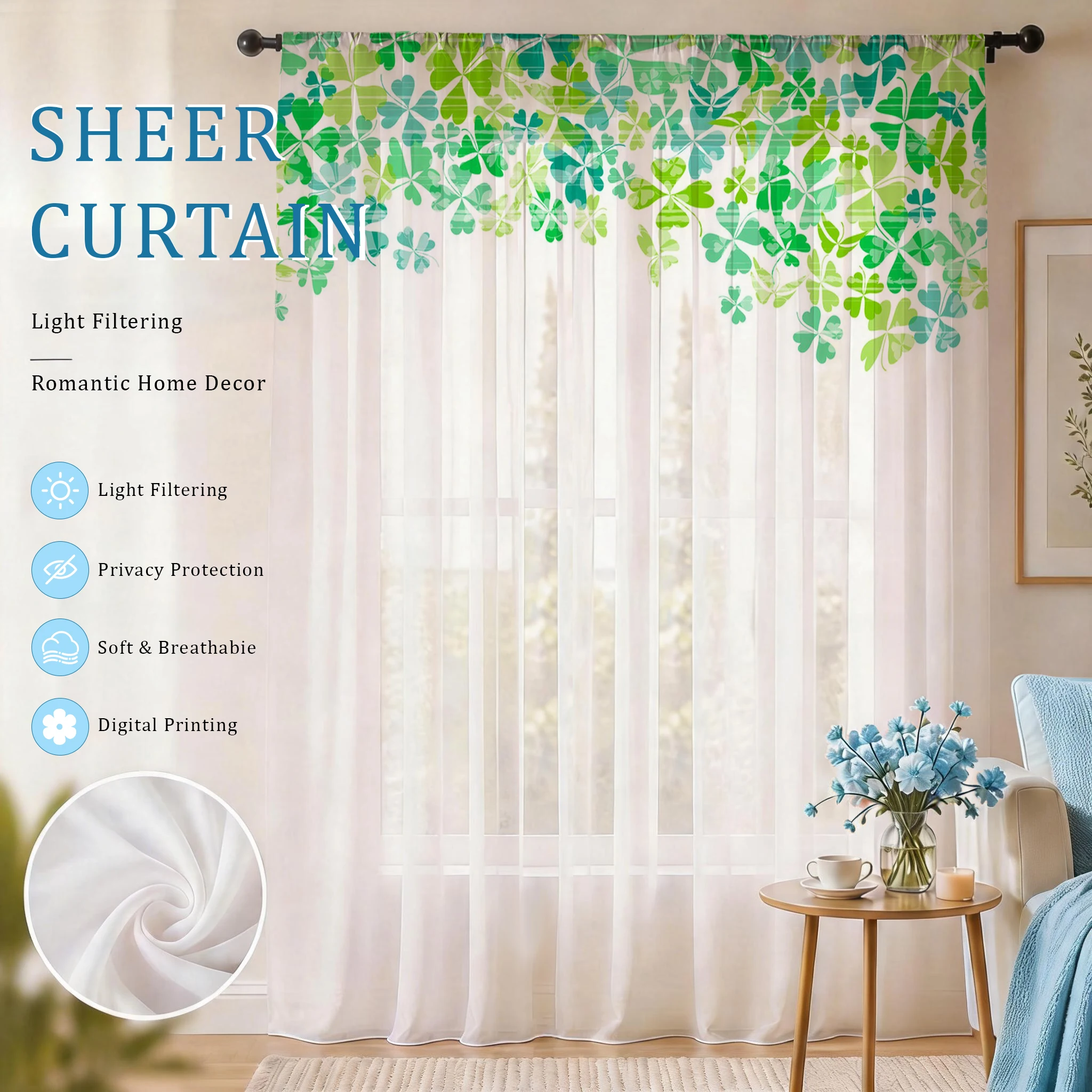 Light blue Modern Gradient She - Curtain Sheer Voile ulasan dan harga
