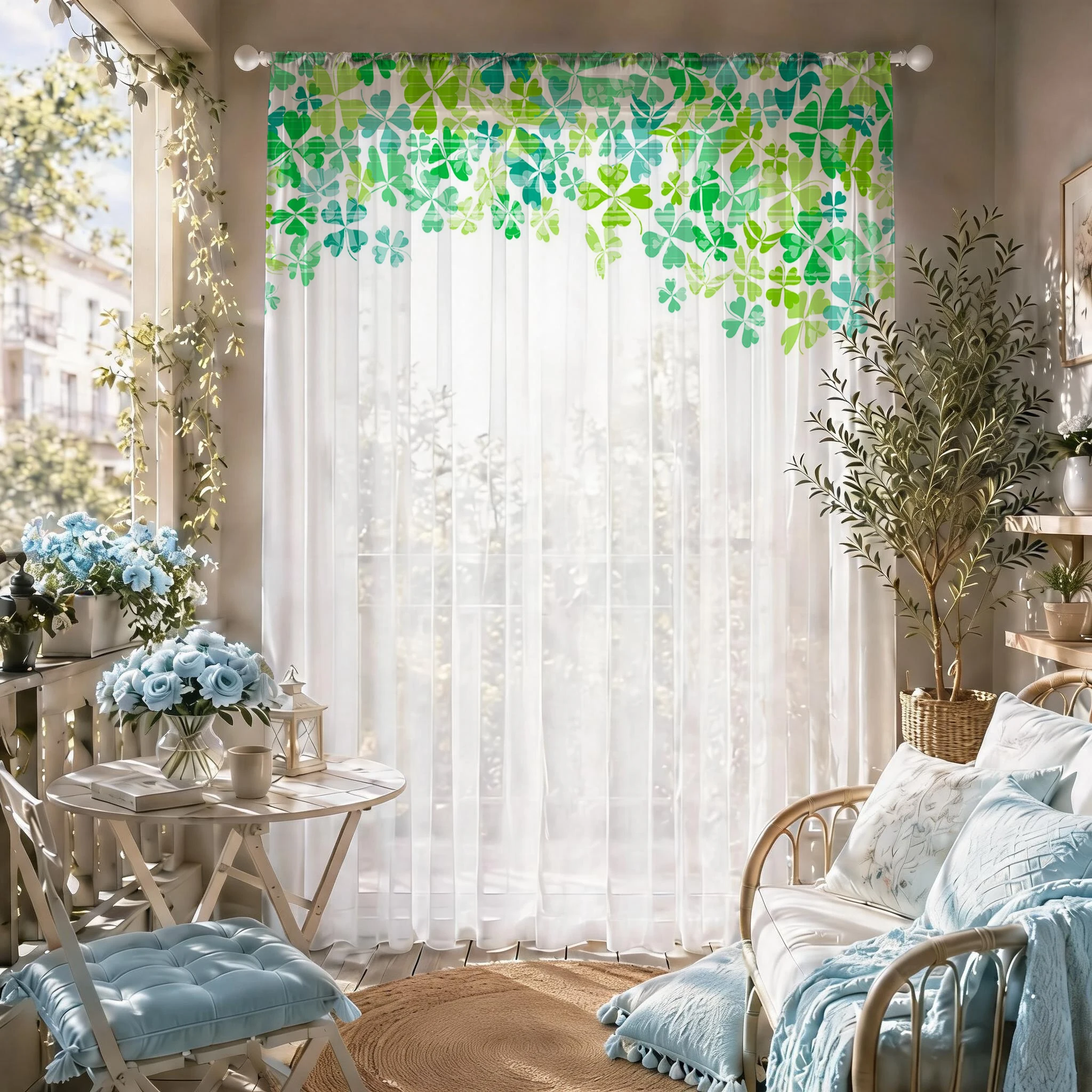 Light blue Modern Gradient She - Curtain Sheer Voile ulasan dan harga
