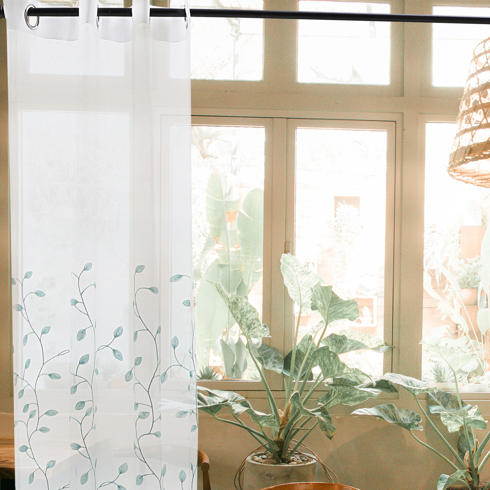 2Pcs Window Curtains Leaf Gauz - Curtain Sheer Voile ulasan dan harga