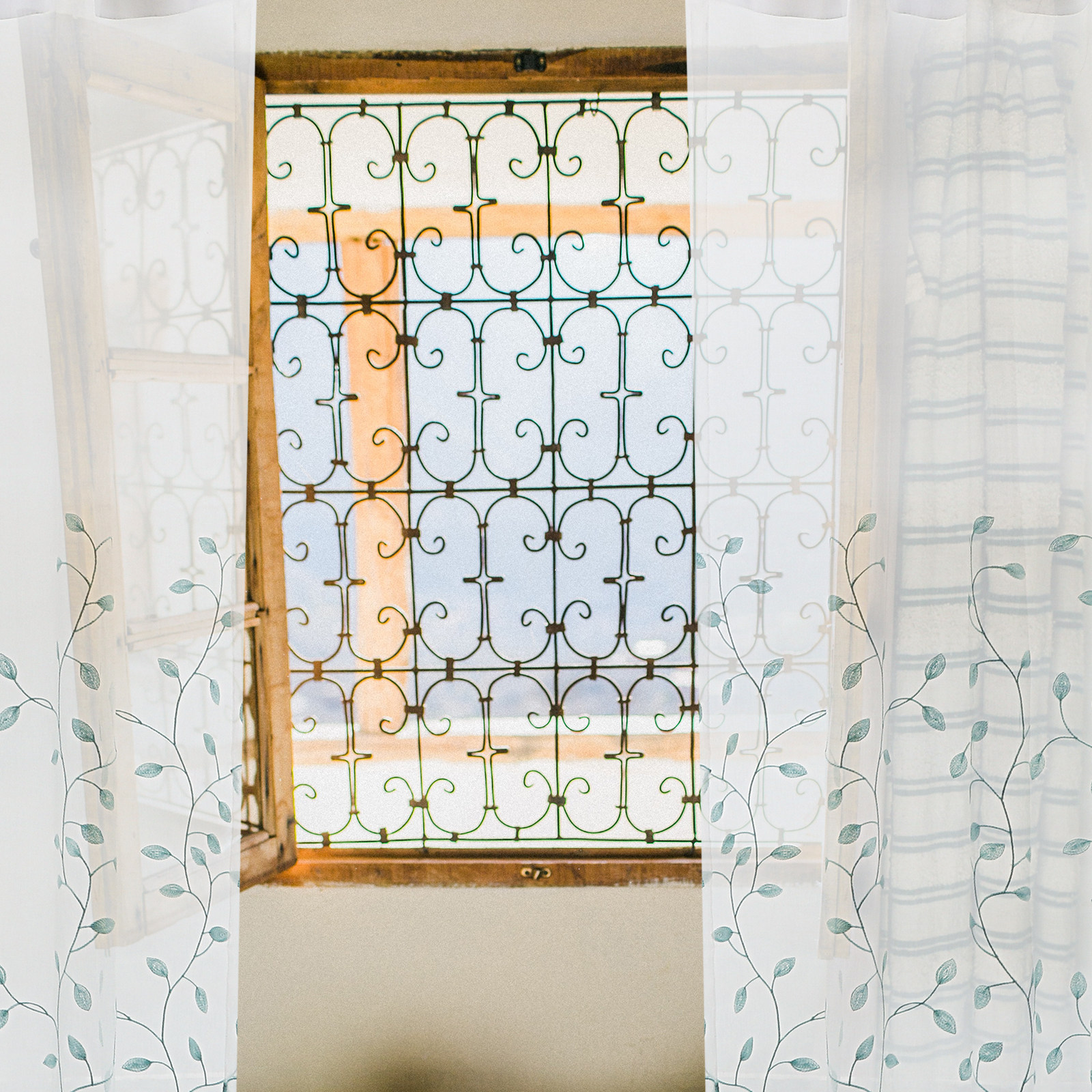 2Pcs Window Curtains Leaf Gauz - Curtain Sheer Voile ulasan dan harga